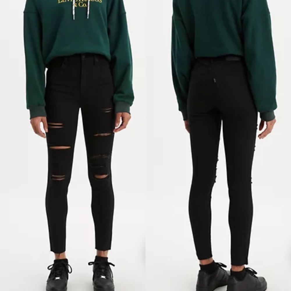 Levi’s Mile High Super Skinny Destroyed Jean Black